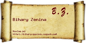 Bihary Zenina névjegykártya